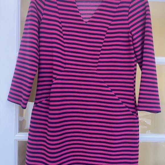 BODEN BRONTE OTTOMAN DRESS IN CHERRY AND NAVY STRIPE - Picture 3 of 5